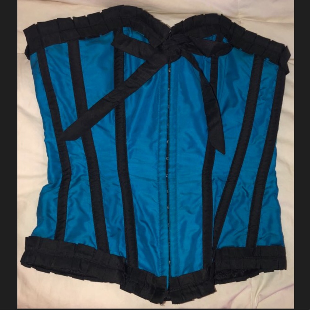 Aqua and black corset